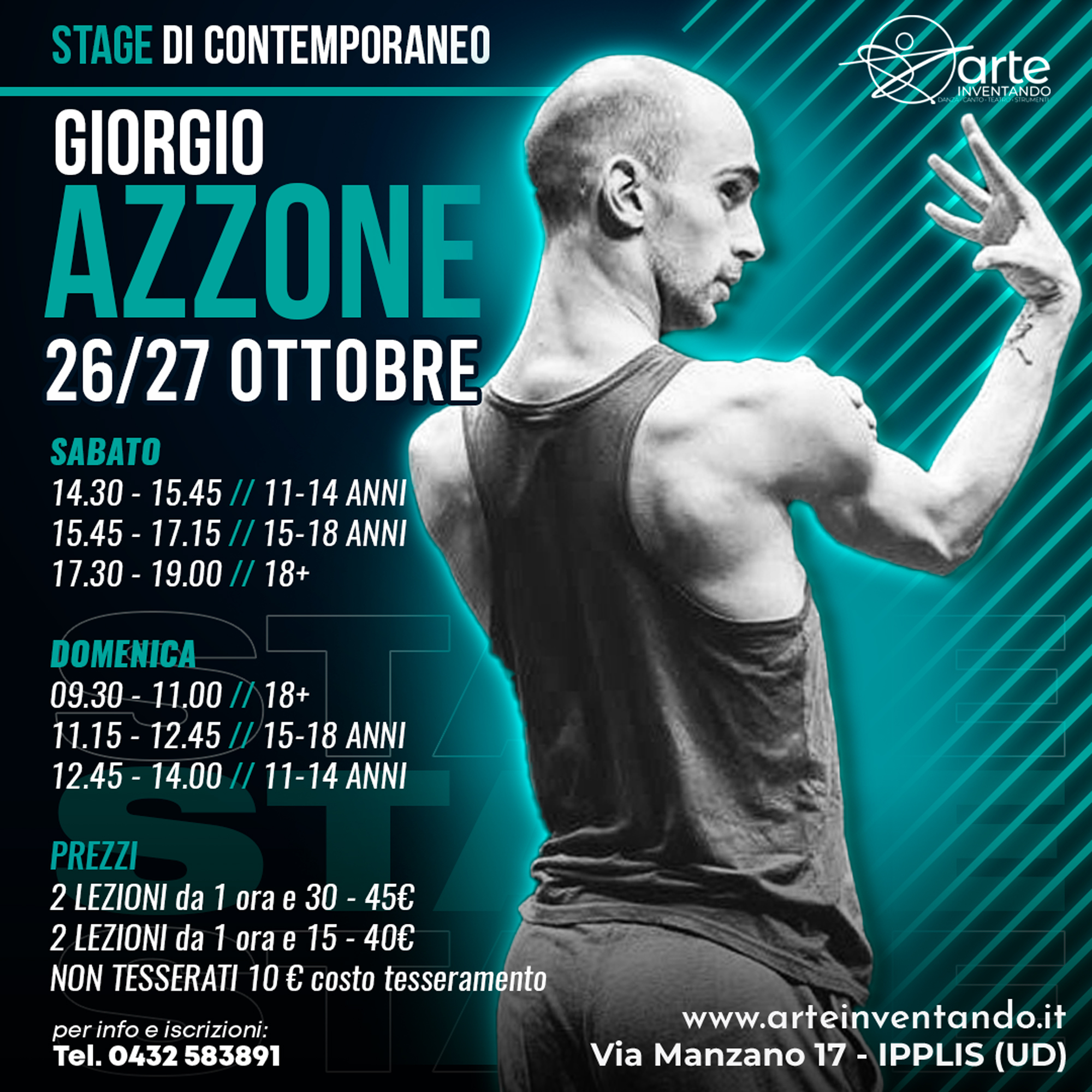 Stage di danza contemporaneo con Giorgio Azzone - Arteinventando - palestra ipplis premariacco