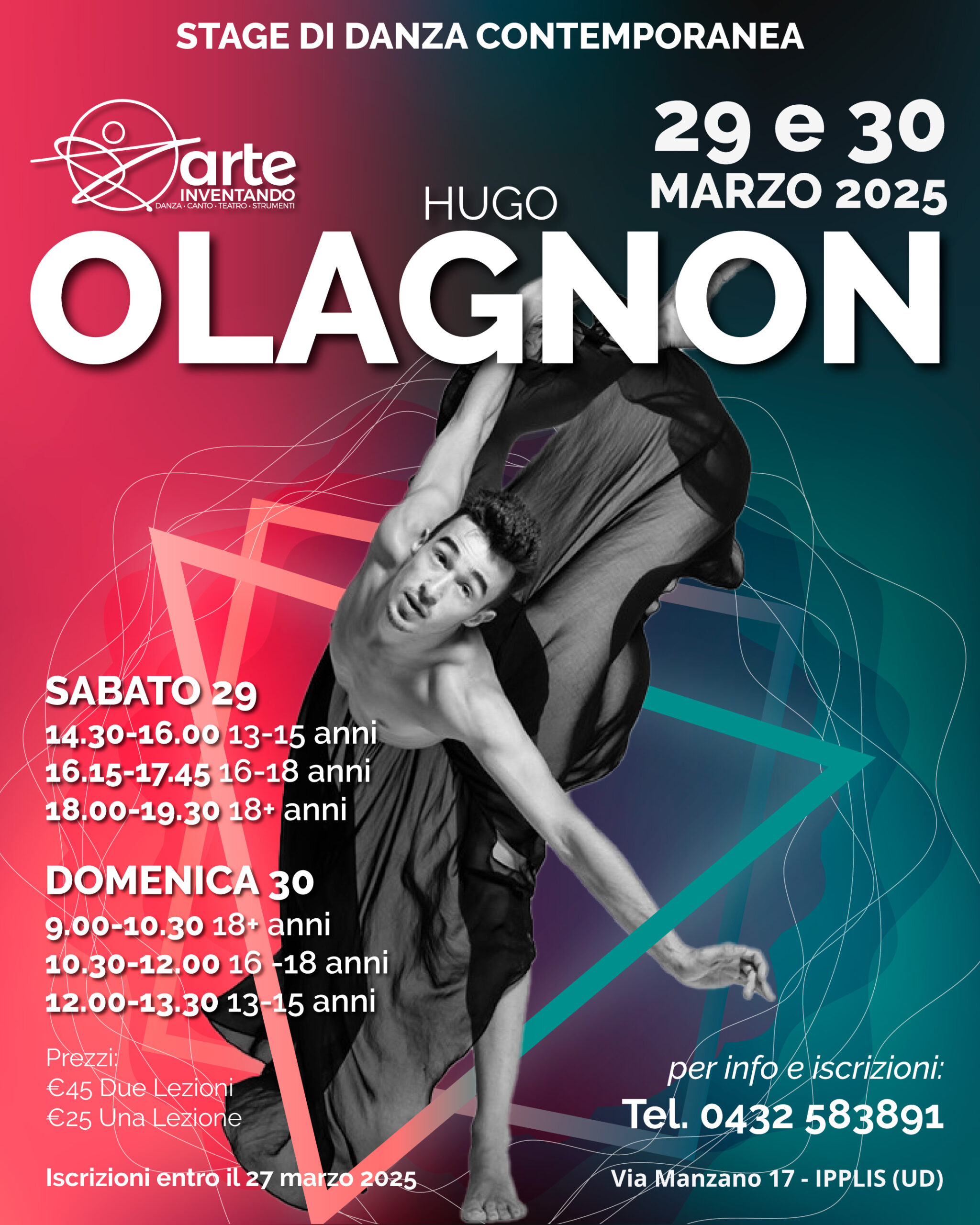 Stage di danza contemporaneo con Hugo Olagnon - Arteinventando - palestra Officina5 Ipplis Premariacco